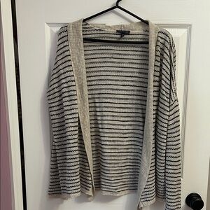 Eileen Fisher Black and Cream Striped Cardigan